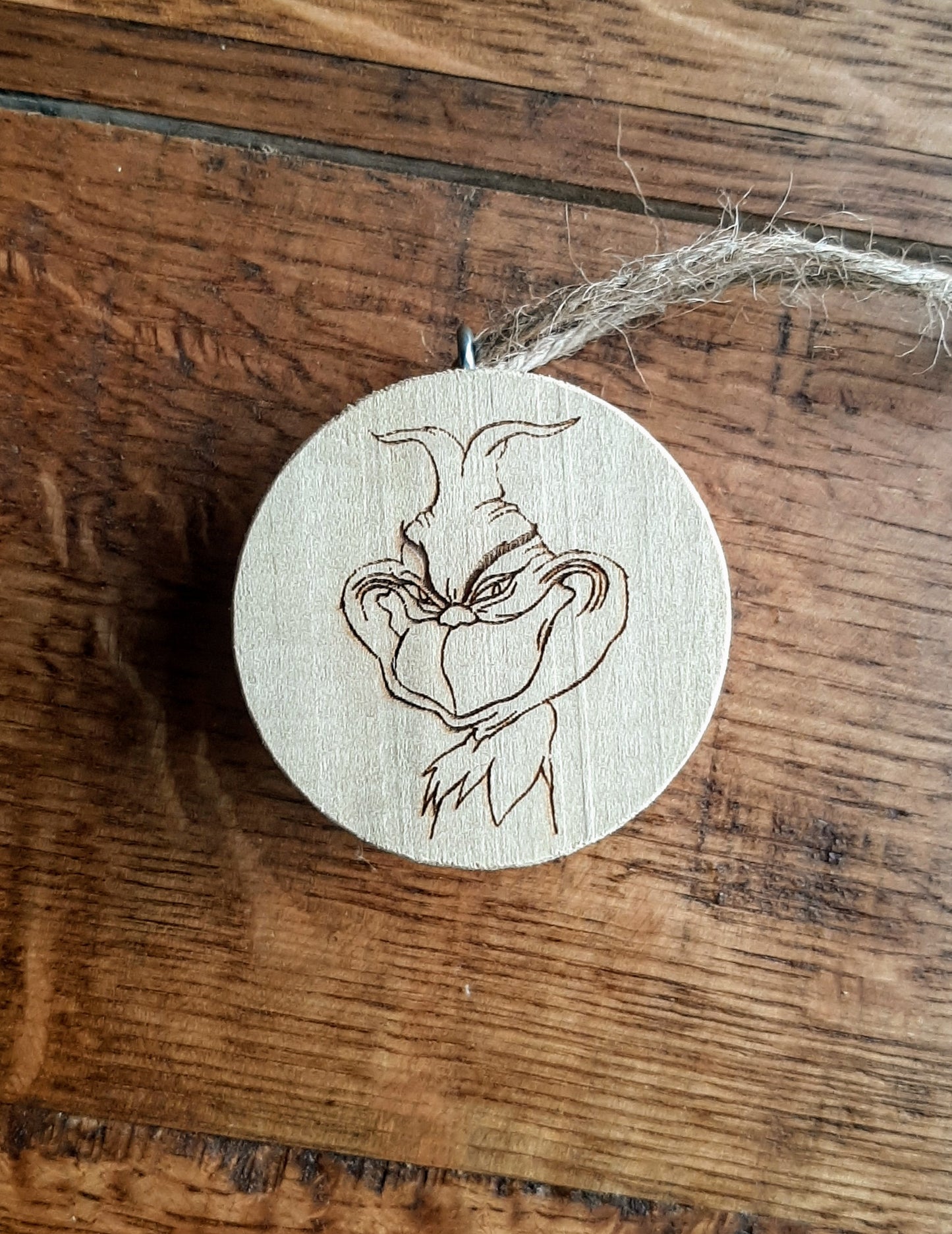 Grinch barrel bung ornament