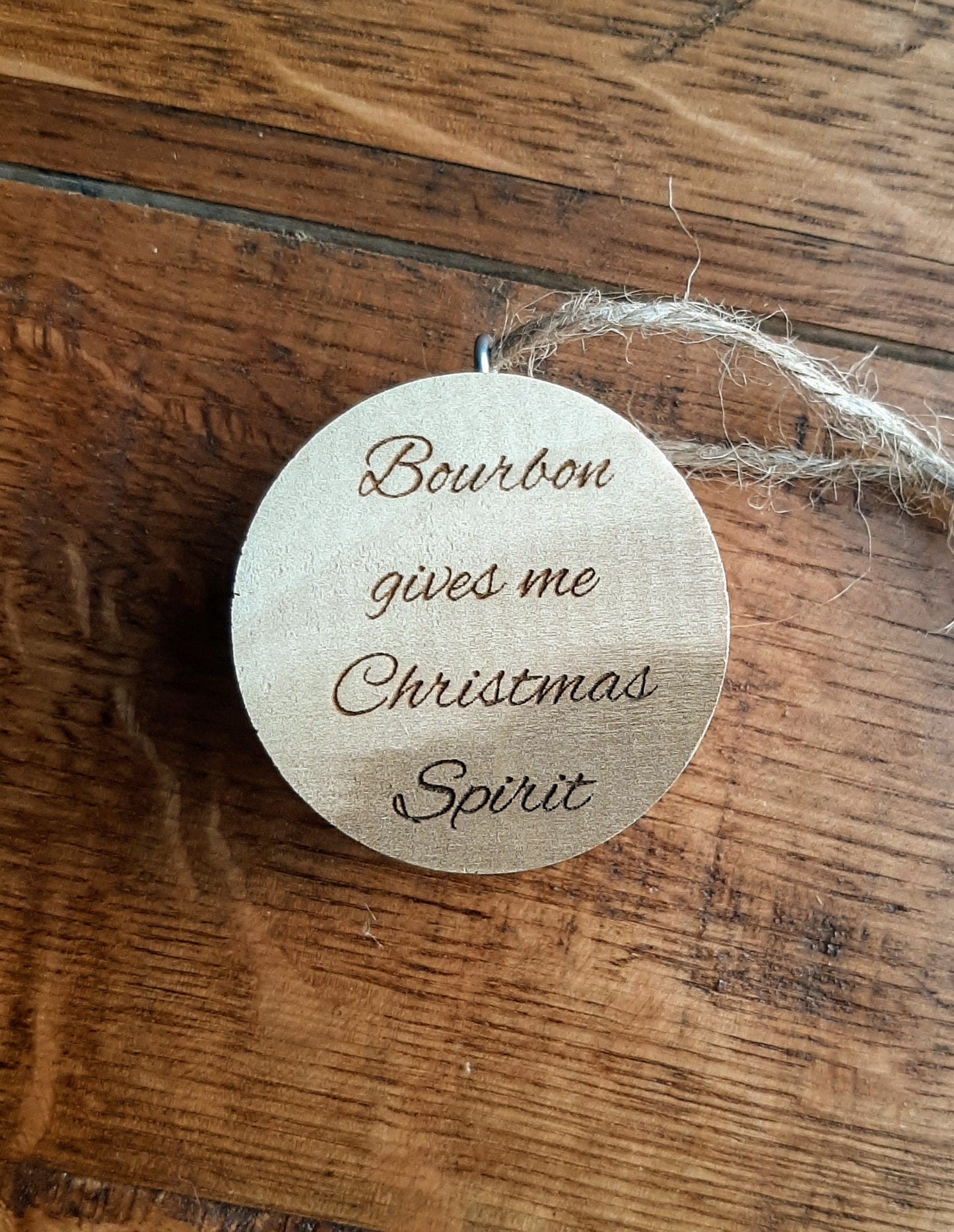Bourbon gives me Christmas spirit barrel bung ornament